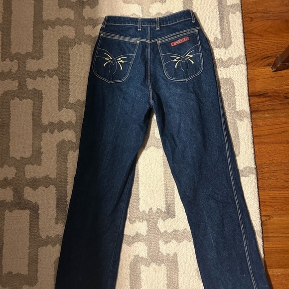 Sasson 80s Vintage Blue Denim Jeans with Embroidered Pocket - Picture 4 of 6